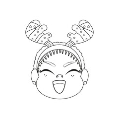 Isolated baby reindeer christmas draw borderline cute face vector illustration