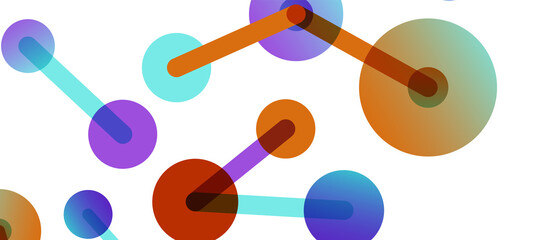 Abstract background. Round dots connected by lines. Trendy techno business template for wallpaper, banner, background or landing
