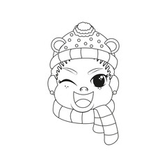 Isolated baby scarf christmas draw borderline cute face vector illustration