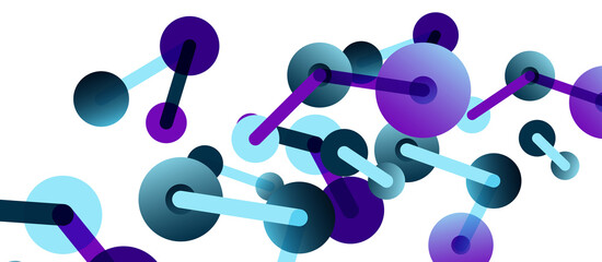 Abstract background. Round dots connected by lines. Trendy techno business template for wallpaper, banner, background or landing