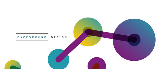 Line points connections geometric abstract background. Circles connected by lines. Trendy techno business template for wallpaper, banner, background or landing
