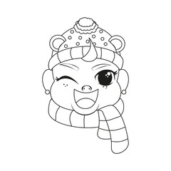 Isolated baby christmas scarf draw borderline cute face vector illustration