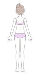 女の子 下着 全身 後ろ姿