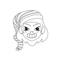 Isolated woman hat christmas draw borderline cute face vector illustration