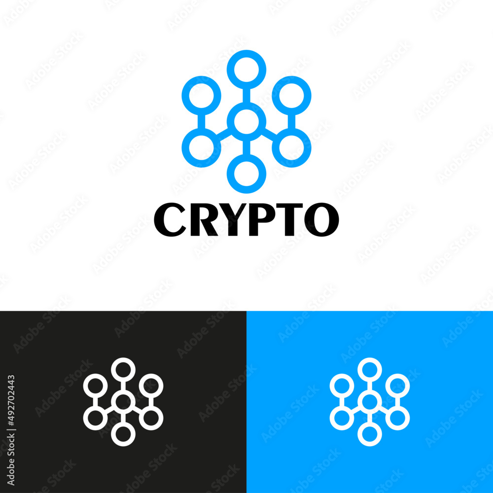 Poster Connected circle logo design concept. Tech data company brand logomark illustration. Can representing blockchain, system, crypto.