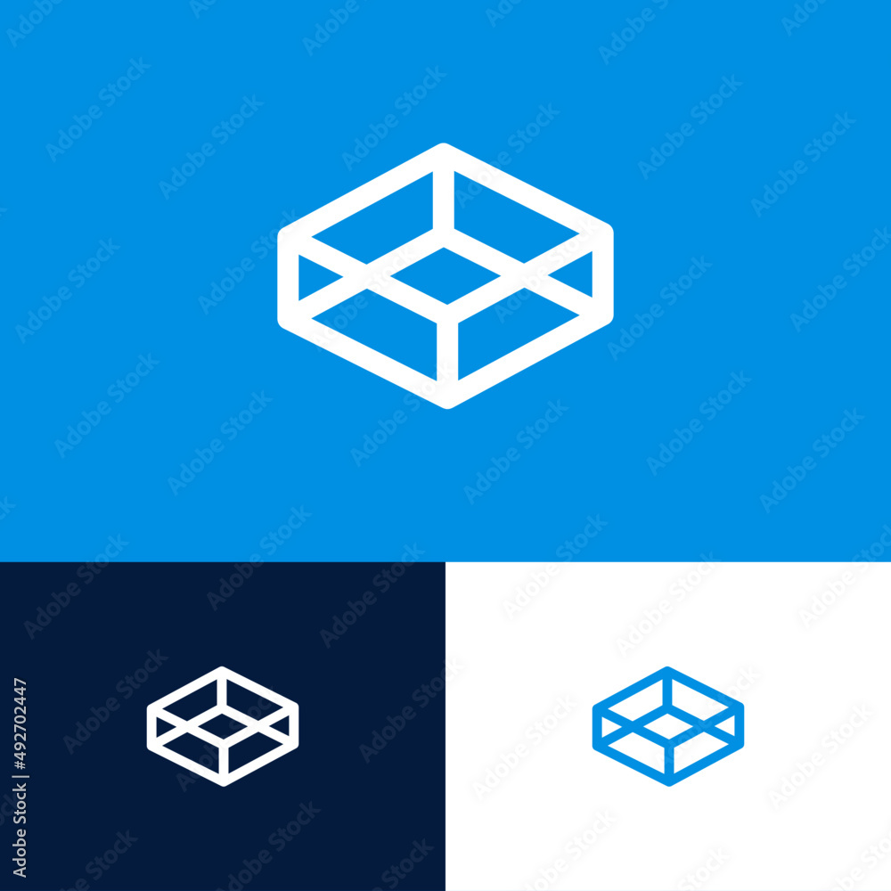 Poster blockchain logo design concept. tech data cube company brand logomark illustration. can representing
