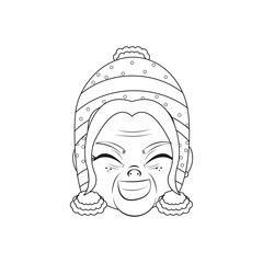Isolated old woman happy christmas draw borderline cute face vector illustration