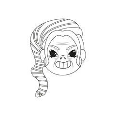 Isolated old woman hat christmas draw borderline cute face vector illustration