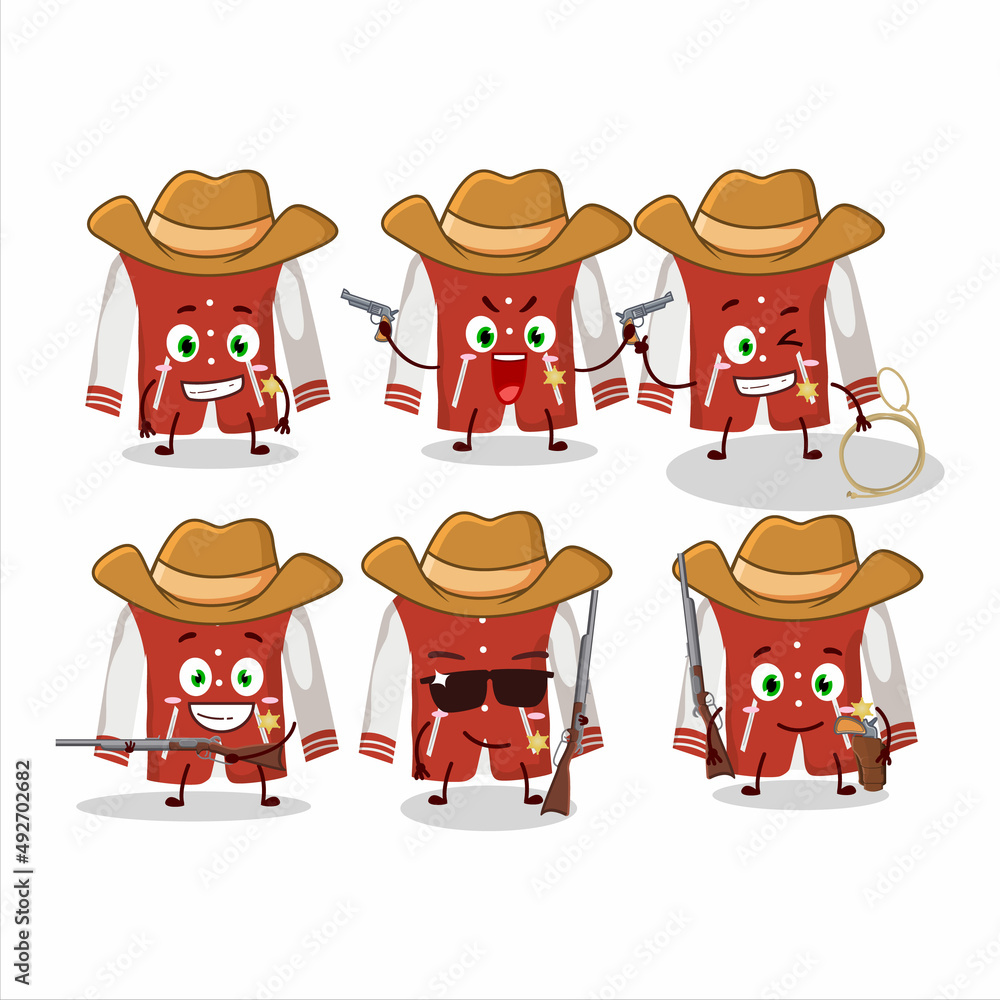 Poster Cool cowboy red baseball jacket cartoon character with a cute hat