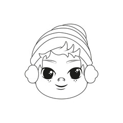 Isolated baby winter christmas draw borderline cute face vector illustration