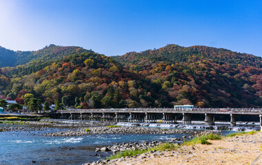 Arashiyama Togetsu bridge in kyoto