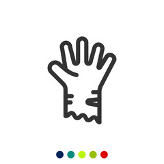 Zombie hand icon, Vector and Illustration.