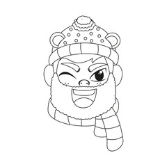 Isolated man scarf christmas draw borderline cute face vector illustration