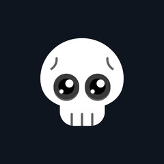 Cute skull cartoon flat design elements, Vector and Illustration.