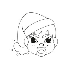 Isolated man christmas draw borderline cute face vector illustration