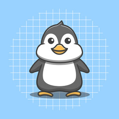 Cute penguin character standing vector illustration