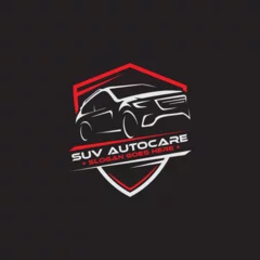 Foto op Canvas SUV car Auto care logo shield designs, vintage retro logo for automotive or car modification © Arana_stock