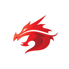 Abstract dragon head illustration, dragon head mascot logo vector icon with modern gradient style