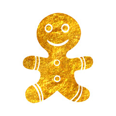Obraz premium Hand drawn gold foil texture icon Gingerman