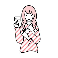 立って書類とカードを手に持つリモートワークの女性