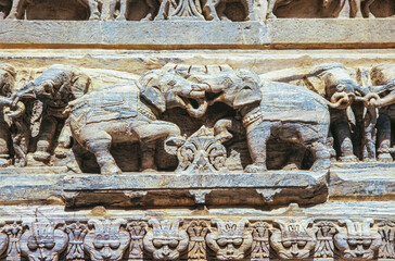 Detail of marble Ganesh carvings at the Jagdish Temple, Udaipur, Rajasthan, India