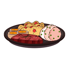 Isolated meat vegetables food healthy nutrition vector illustration