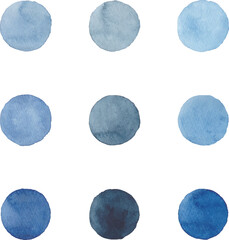 水彩で描いた紺色の丸 © エコ