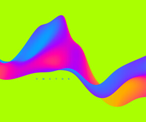 3D abstract wavy background with modern gradient colors. Motion sound wave. Vector illustration for banner, flyer, brochure, booklet, presentation or websites design.
