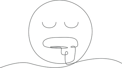 Continuous line drawing of hungry and salivating from his mouth emoji. Vector illustration.