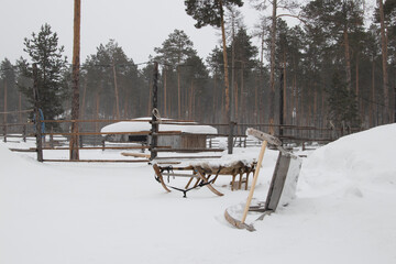 Wooden sled.