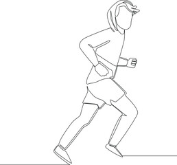 Continuous line drawing of man running and jogging. Sport and healthy. Vector illustration.