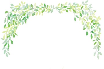 水彩画。水彩タッチの草木イラスト。草木の装飾フレーム。Watercolor painting. Illustration of plants and trees with watercolor touch. Decorative frame of plants and trees.