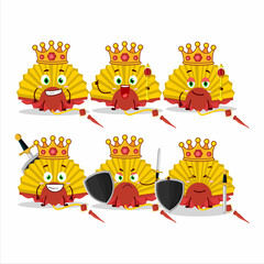 A Charismatic King yellow chinese fan cartoon character wearing a gold crown