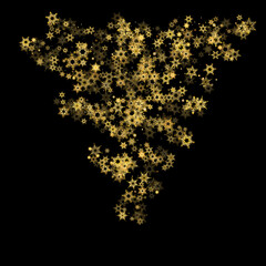 Falling Snow flakes golden pattern Holiday Vector