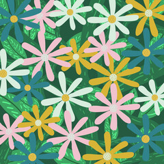Fototapeta na wymiar Hand Drawn Floral Pattern Background