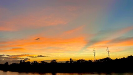 sunset over the city