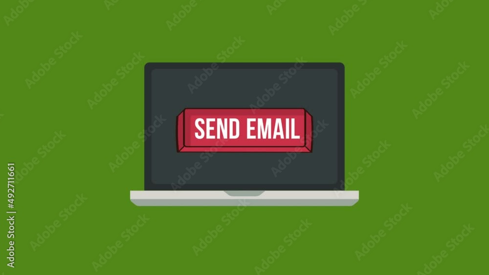 Poster send email web button with cursor animation.click button on laptop screen.4k motion animation