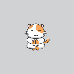 Fototapeta na wymiar Yoga Cat Illustration Logo Design