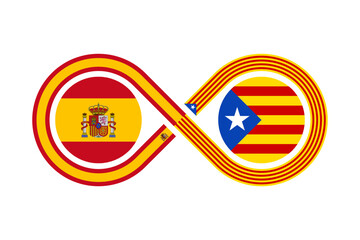 unity concept. spanish and catalan language translation icon. vector illustration isolated on white background - obrazy, fototapety, plakaty