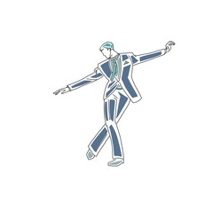 スーツ姿で踊る男性