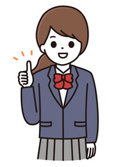 学生 女性 グッドサイン イラスト