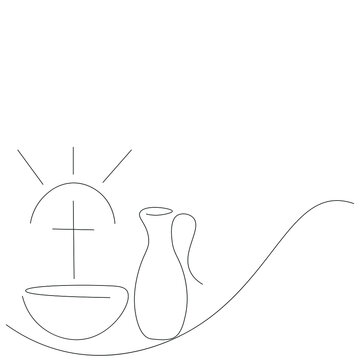 minimalist line art baptism scene clip art preview