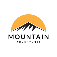 mountain with sun logo design