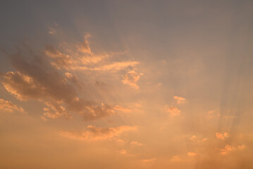 Vanilla sky with cloud and sunlight before sunset, Natural background