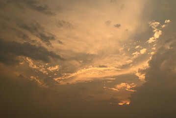 Vanilla sky with cloud and sunlight before sunset, Natural background