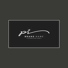 Initial Letter PI Logo - Hand Drawn Signature Logo - obrazy, fototapety, plakaty