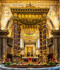 Poster Main nave and presbytery of papal basilica of Saint Mary Major, Basilica di Santa Maria Maggiore, in historic city center of Rome in Italy © Art Media Factory