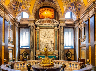 Baptismal chapel with baptistery of papal basilica of Saint Mary Major, Basilica di Santa Maria Maggiore, in historic city center of Rome in Italy