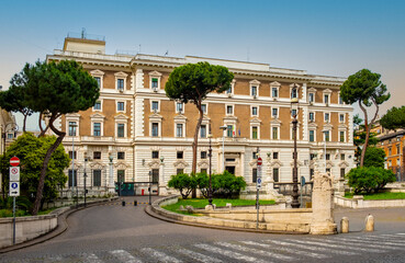 Fototapeta na wymiar Palazzo del Viminale palace, Ministry of Interior headquarter at Piazza Viminale square in Quirinale quarter of historic Rome city center in Italy