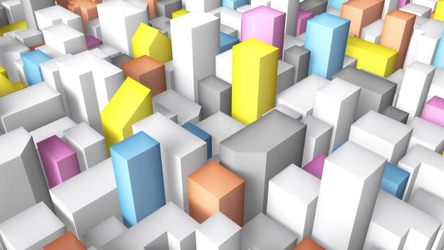 抽象的都市景観の3D映像（ループ再生）